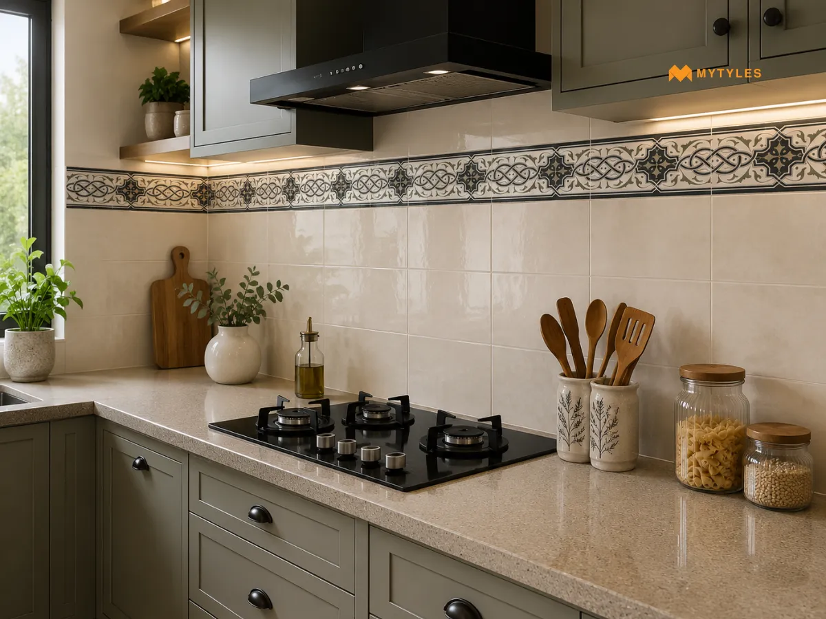 Patterned Border for Kitchen Backsplash Tiles